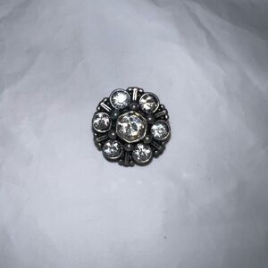 Vintage Antiqued Silver Tone and Crystal Petite Brooch